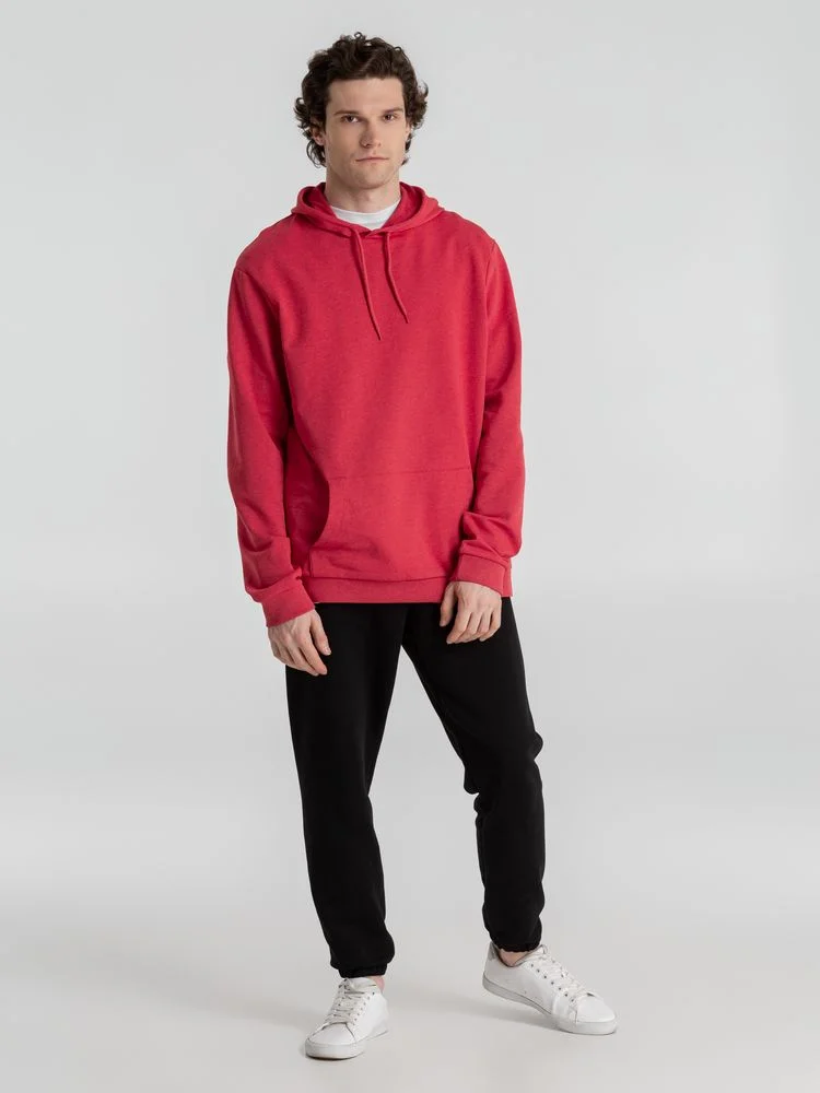 Толстовка с капюшоном унисекс Hoodie красный меланж размер XXL - фото 9