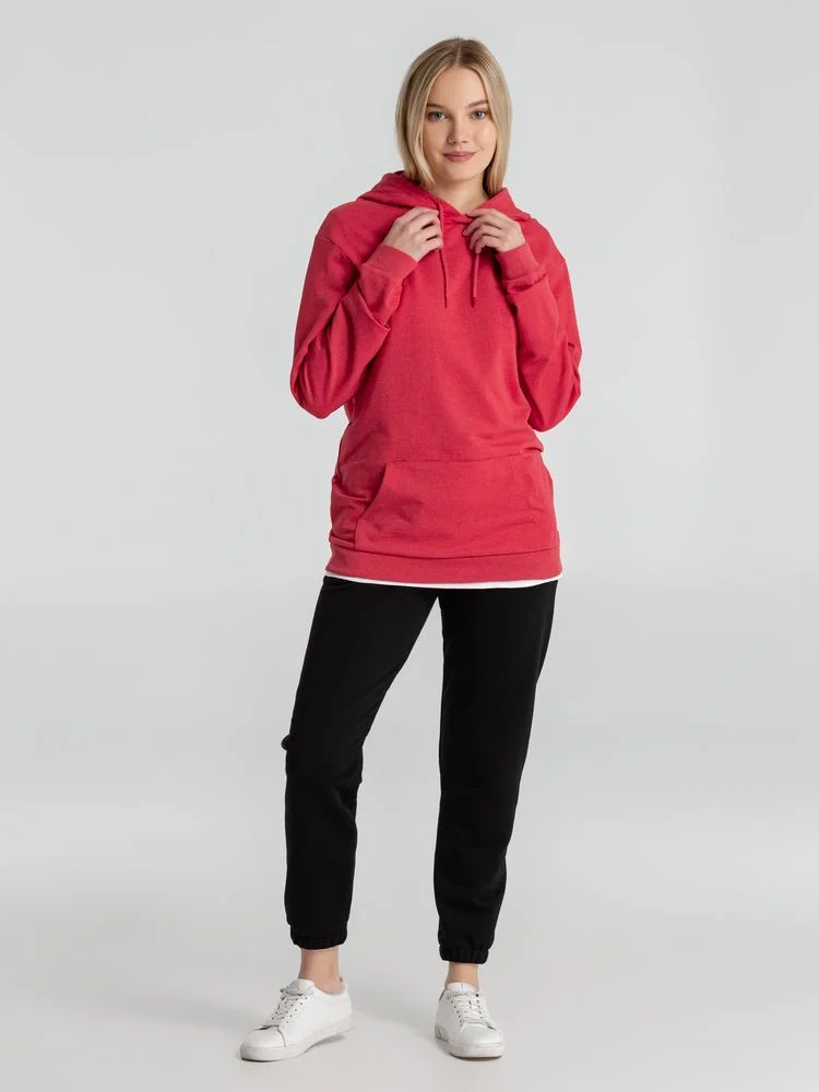 Толстовка с капюшоном унисекс Hoodie красный меланж размер 3XL - фото 14
