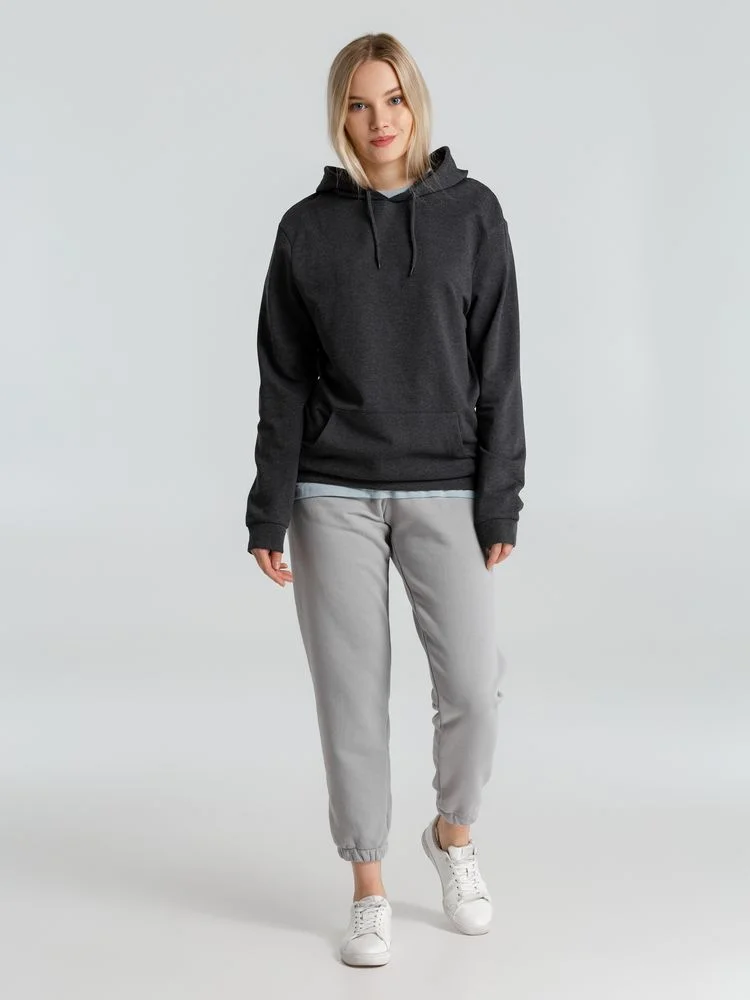 Толстовка с капюшоном унисекс Hoodie серый меланж антрацит размер XS антрацит серый меланж - фото 15
