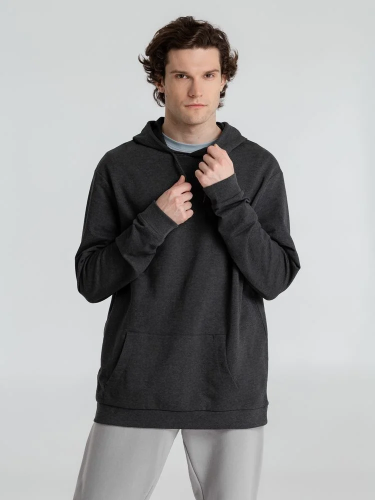 Толстовка с капюшоном унисекс Hoodie серый меланж антрацит размер S антрацит серый меланж - фото 6