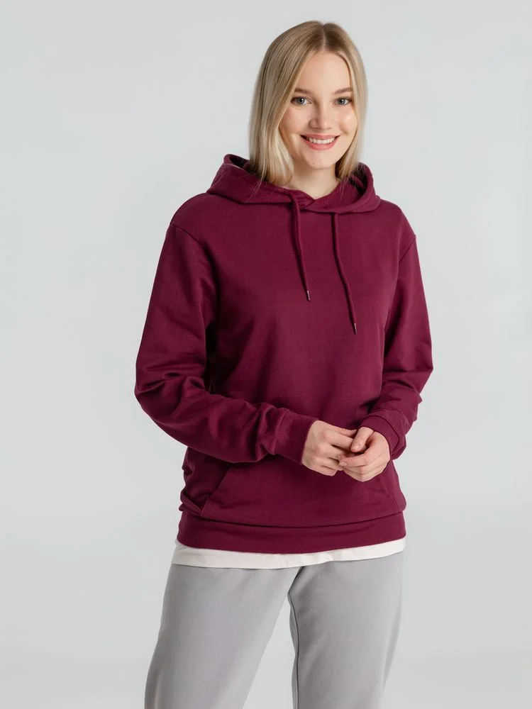 Толстовка с капюшоном унисекс Hoodie бордовая размер XS - фото 6