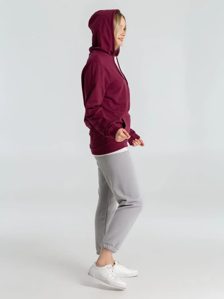 Толстовка с капюшоном унисекс Hoodie бордовая размер XS - фото 9