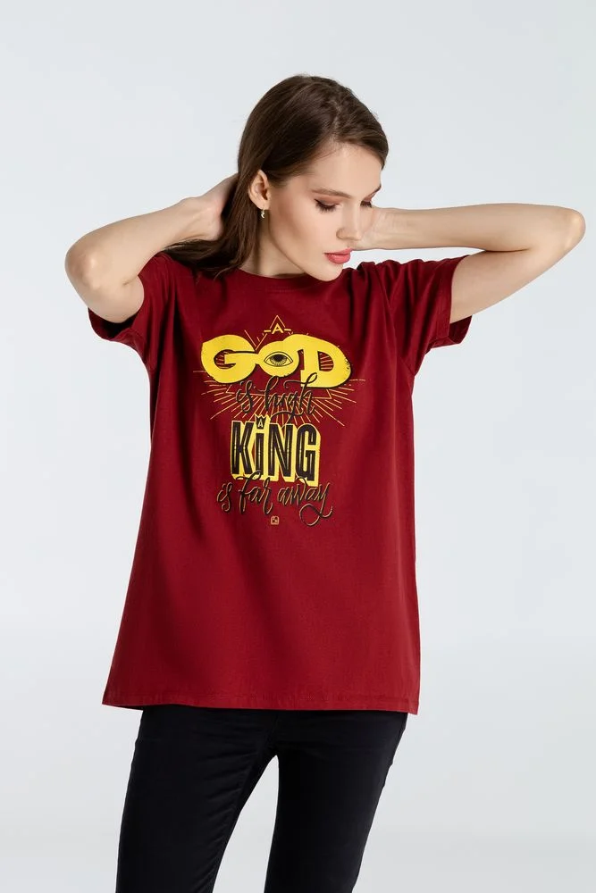 Футболка A God is High гранатово-красная размер L гранатовый - фото 6