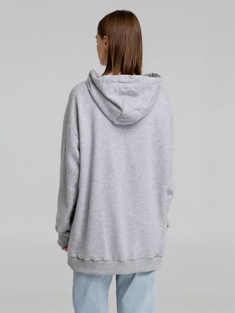 Худи оверсайз Чистая соль серый меланж размер XS/S 44-46 - фото 9