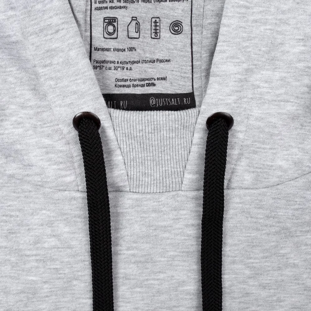 Худи оверсайз Чистая соль серый меланж размер XL/XXL 52-54 - фото 6