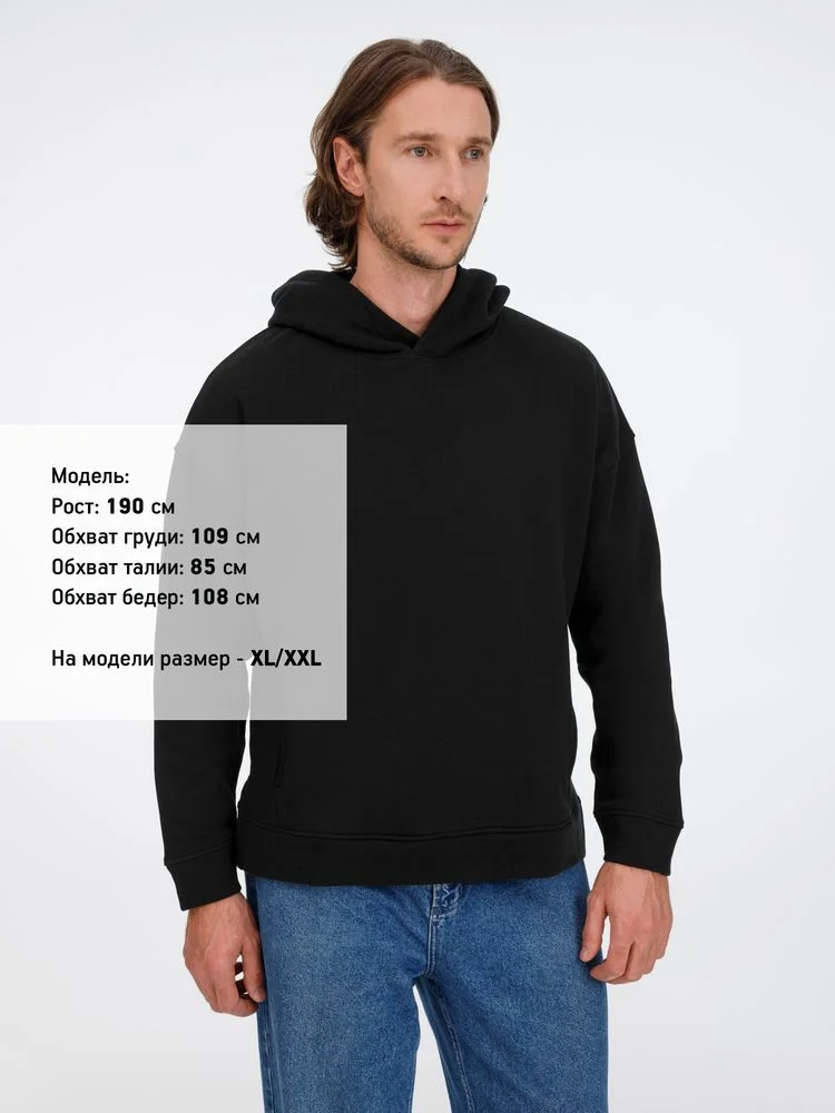 Худи оверсайз унисекс Tolla черное размер XS/S - фото 11