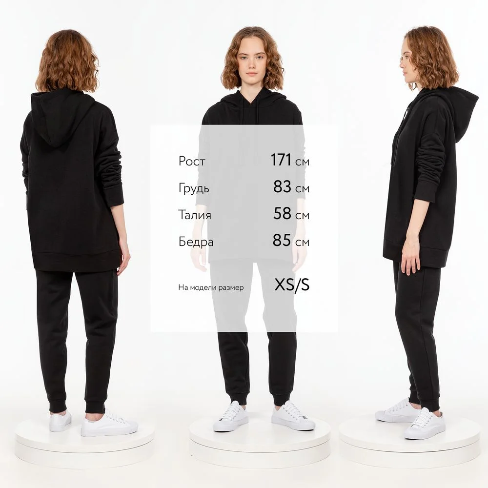 Худи унисекс H2 черное размер XS/S - фото 5