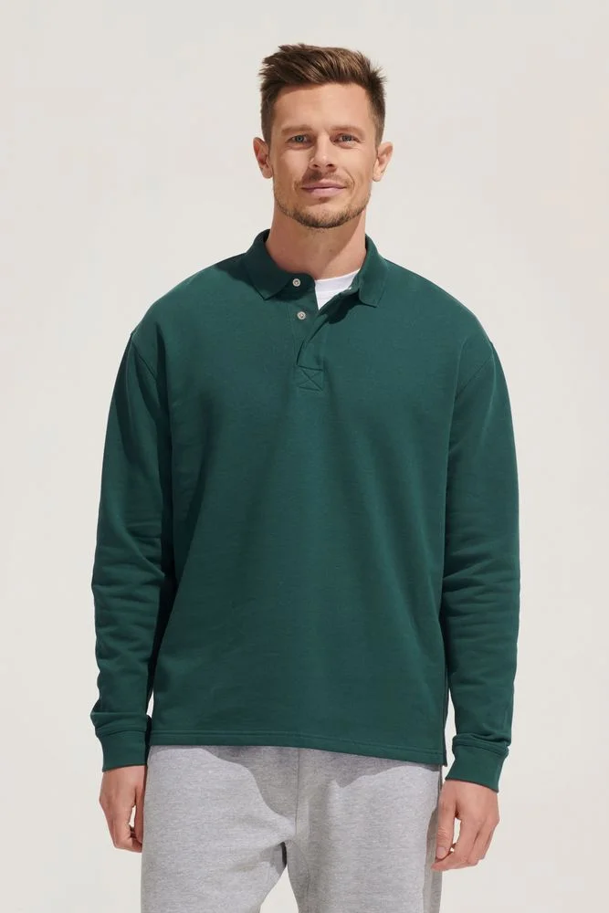 Рубашка поло оверсайз с длинным рукавом Heritage темно-синяя размер XXL - фото 4