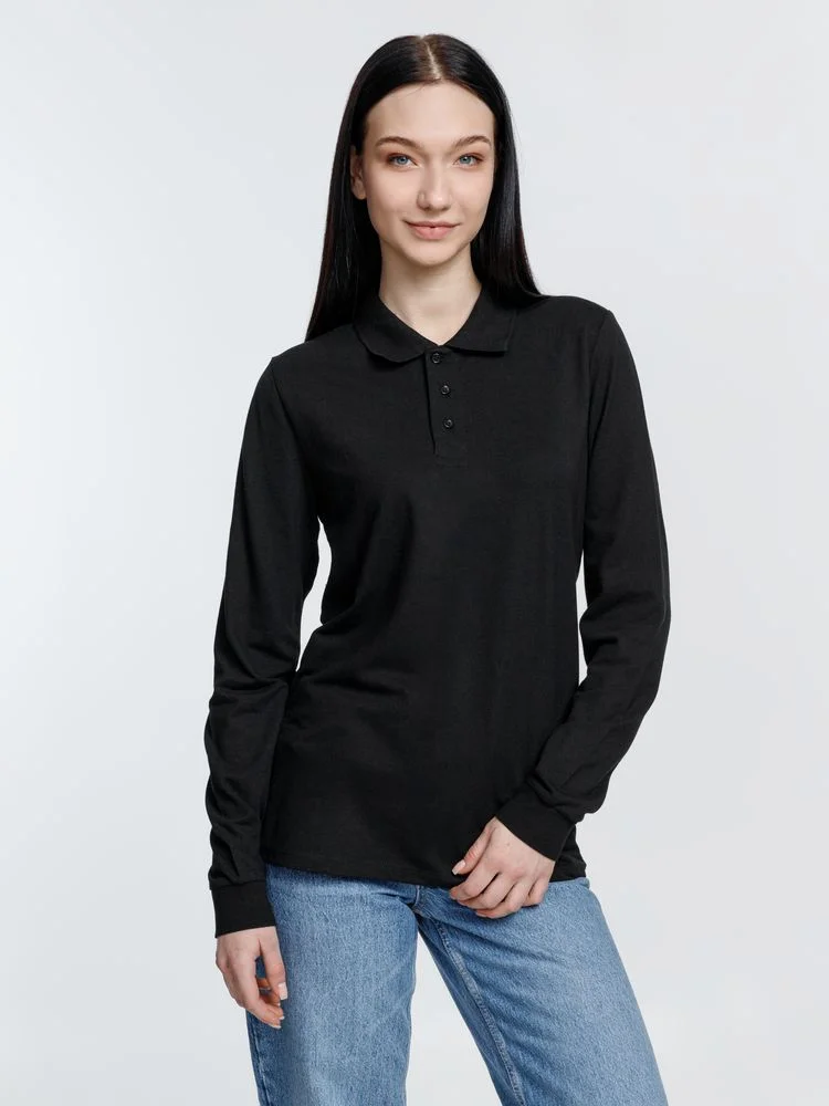 Рубашка поло с длинным рукавом Prime LSL черная размер 4XL - фото 9