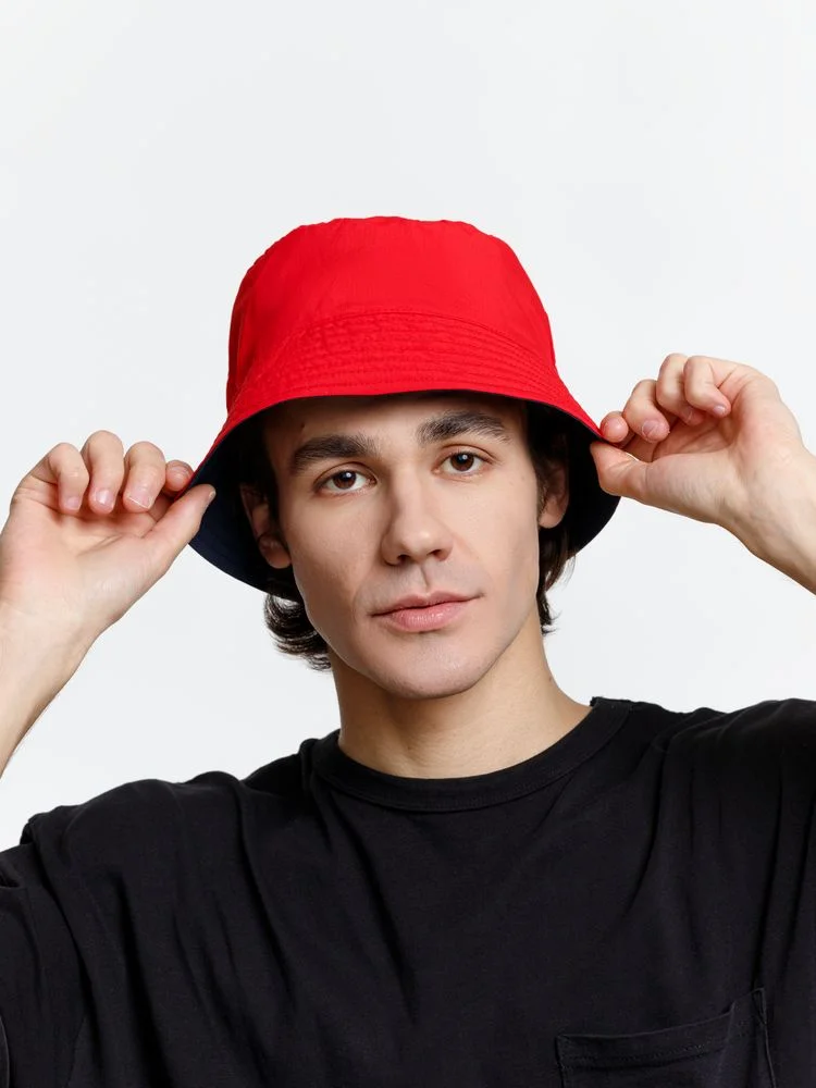 Панама Nylon двусторонняя, темно-синяя с красным, размер S/M - фото 4