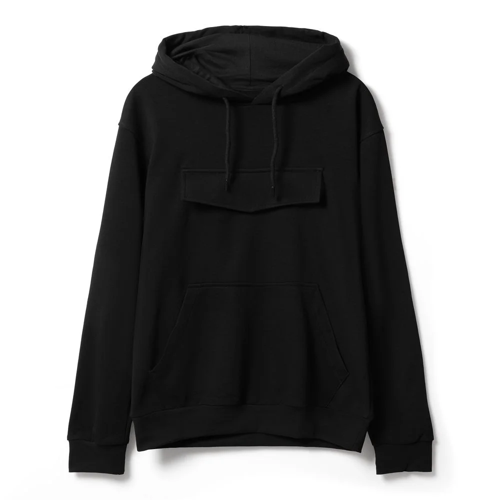 Худи унисекс с карманом на груди Chest Pocket черное размер XS/S - фото 2