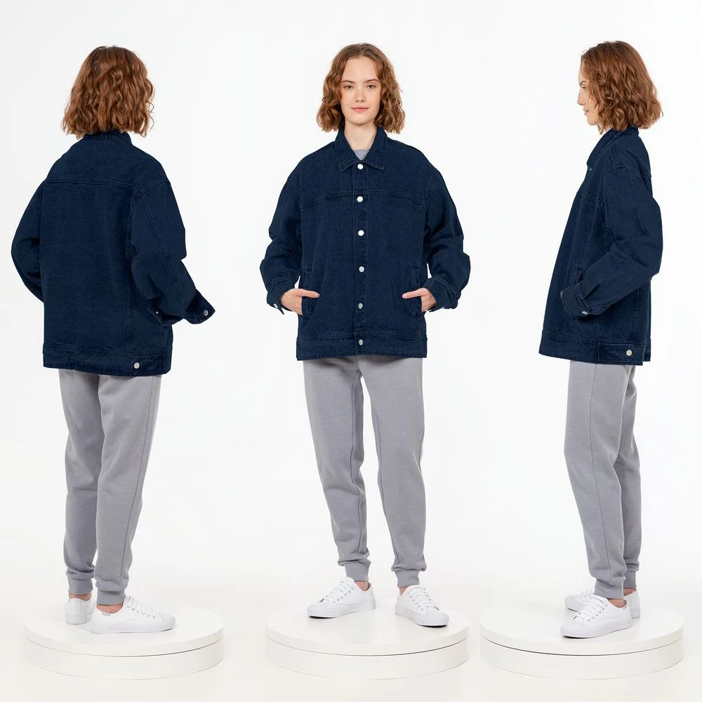 Куртка джинсовая O1 темно-синяя размер 3XL/4XL - фото 5