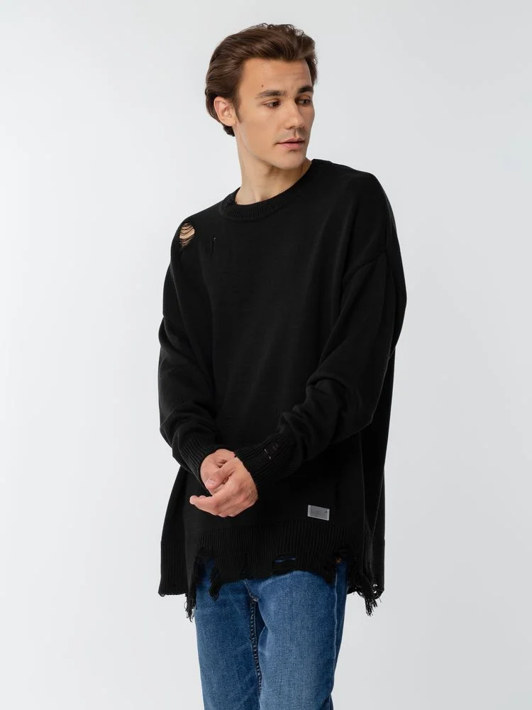 Джемпер оверсайз унисекс Grunge черный размер L/XL - фото 7