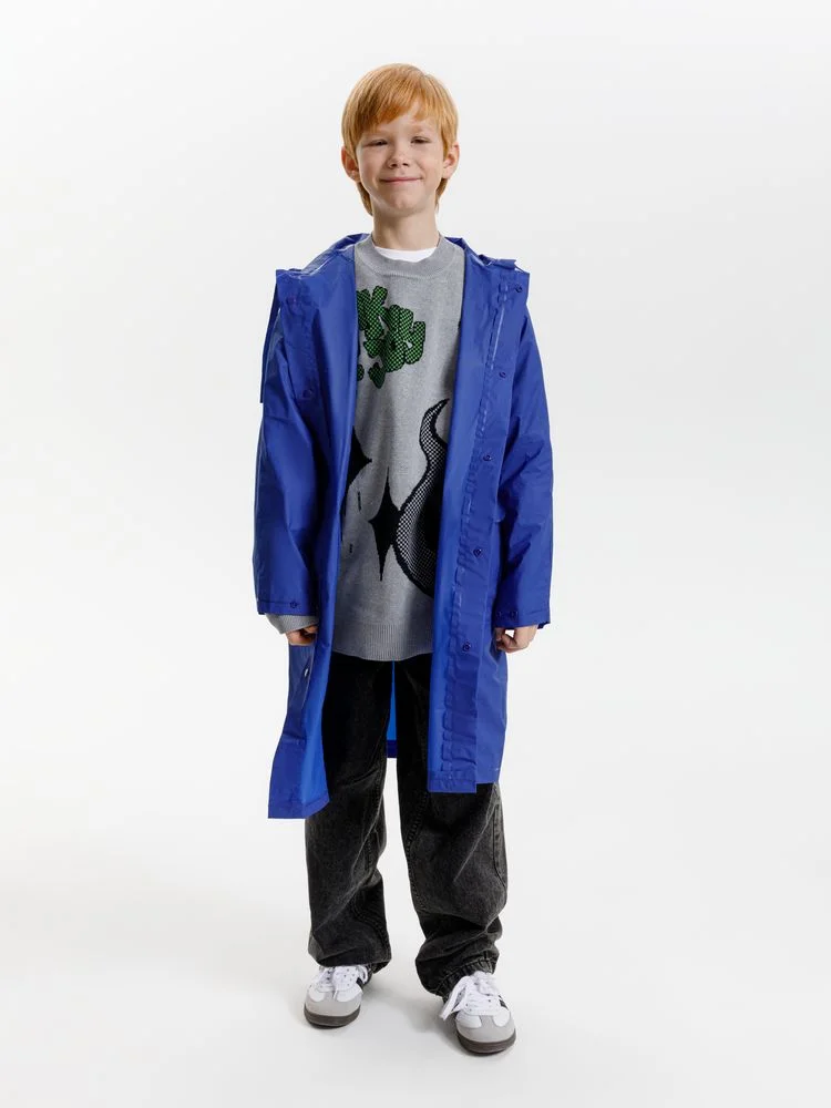 Дождевик детский RainDrop Kids ярко-синий 10 лет рост 130-140 - фото 9