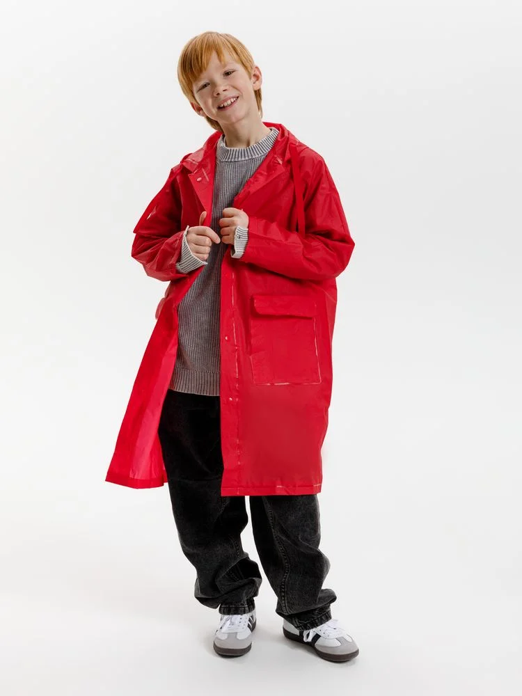 Дождевик детский RainDrop Kids красный 10 лет рост 130-140 - фото 17