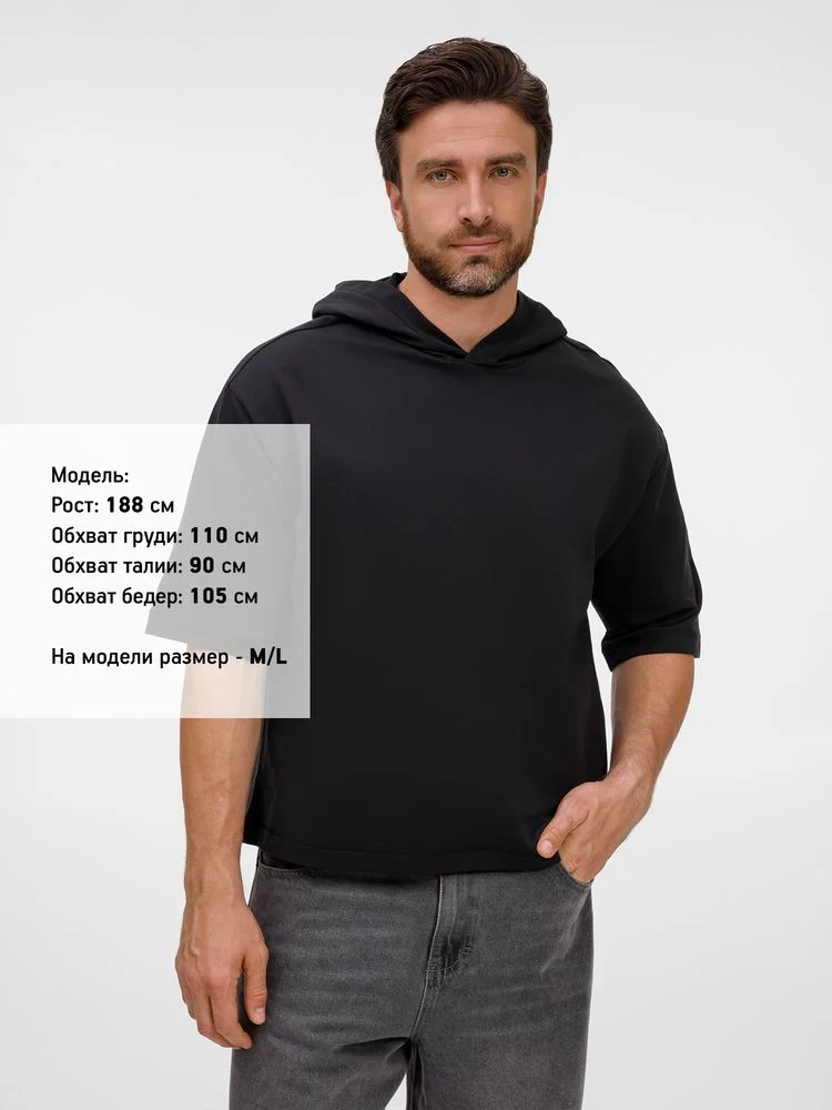 Футболка оверсайз унисекс с капюшоном Neofit черная размер XL/XXL - фото 9