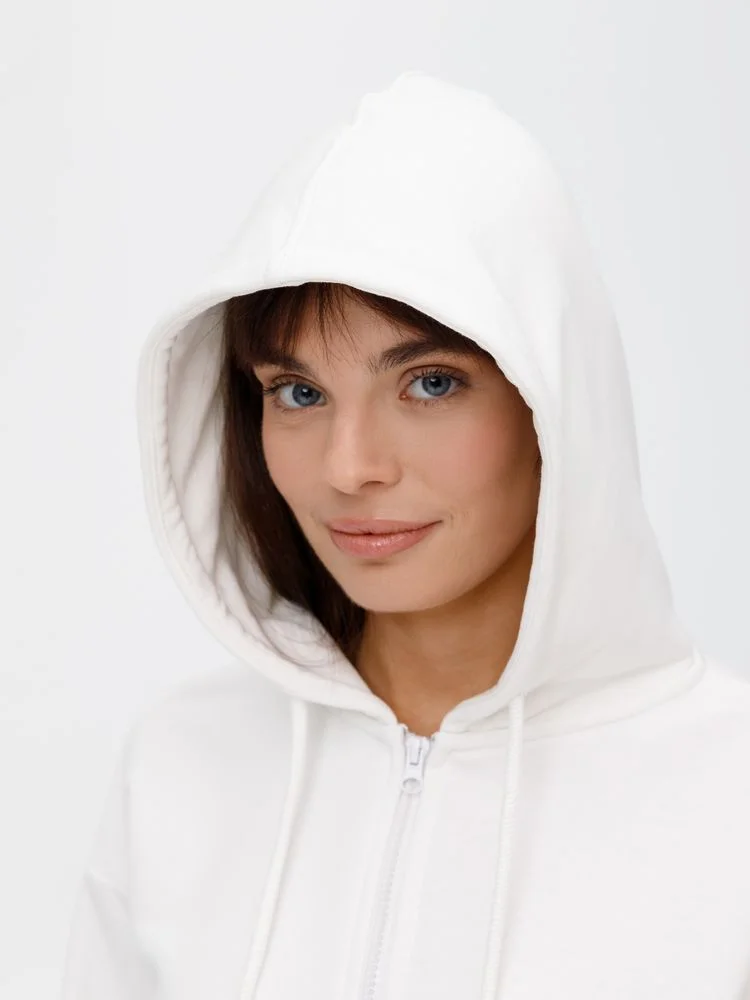 Толстовка унисекс оверсайз на молнии Zippy Terry белая размер M/L - фото 10
