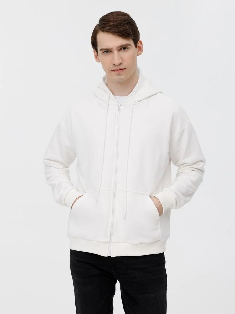 Толстовка унисекс оверсайз на молнии Zippy Terry белая размер XL/XXL - фото 13