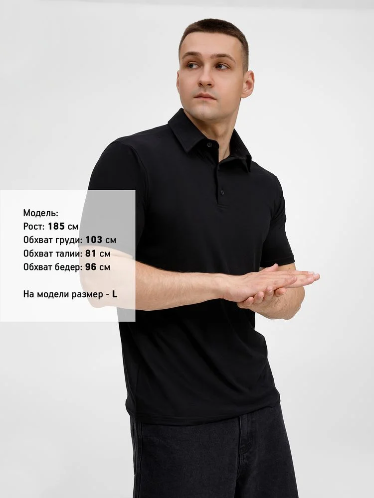 Рубашка поло унисекс Senti черная размер M - фото 5