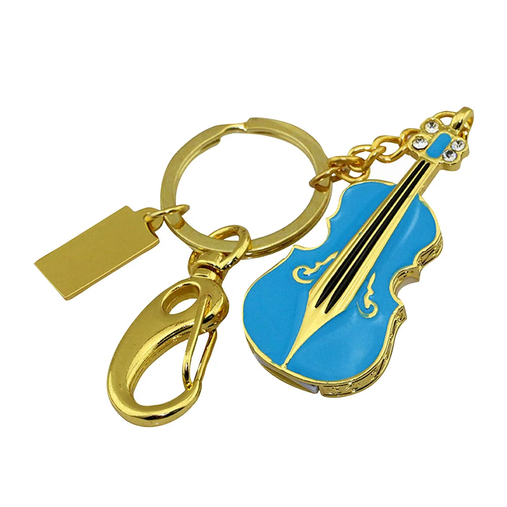 Флешка Металлическая Скрипка Violin Key R4 синый 4 Гб Золотой - фото 4