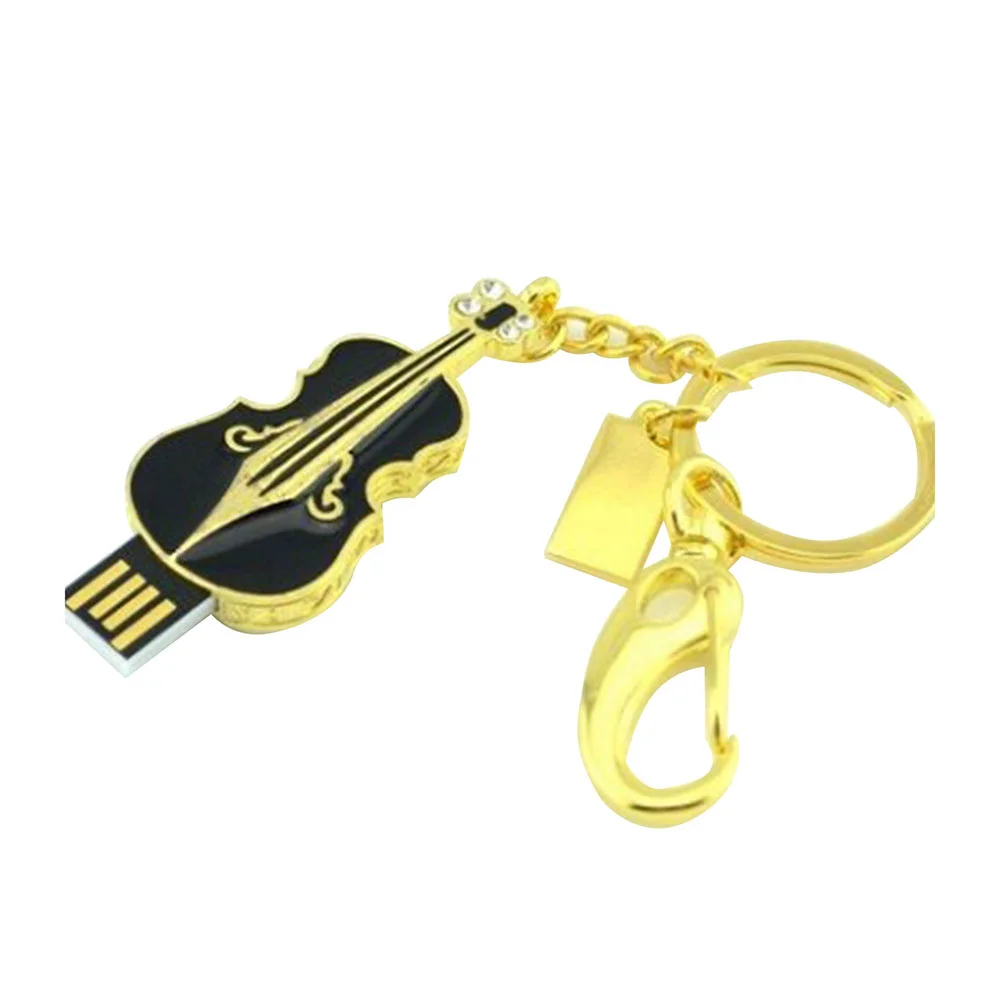 Флешка Металлическая Скрипка Violin Key R4 черная 32 Гб Золотой - фото 2