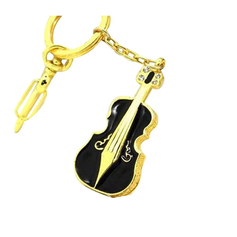 Флешка Металлическая Скрипка Violin Key R4 черная 128 Гб Золотой - фото 5