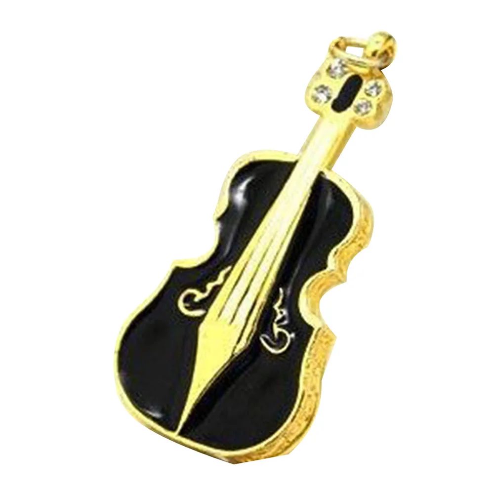 Флешка Металлическая Скрипка Violin Key R4 черная 1 Гб Золотой - фото 1