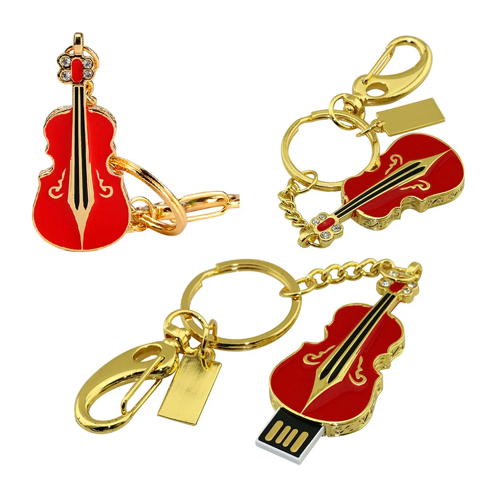 Флешка Металлическая Скрипка Violin Key R4 красный 128 Гб Золотой - фото 8