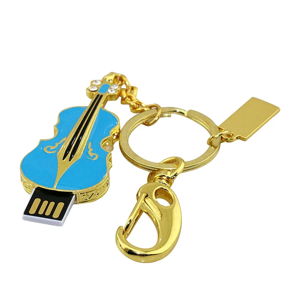 Флешка Металлическая Скрипка Violin Key R4 синый 32 Гб Золотой - фото 5