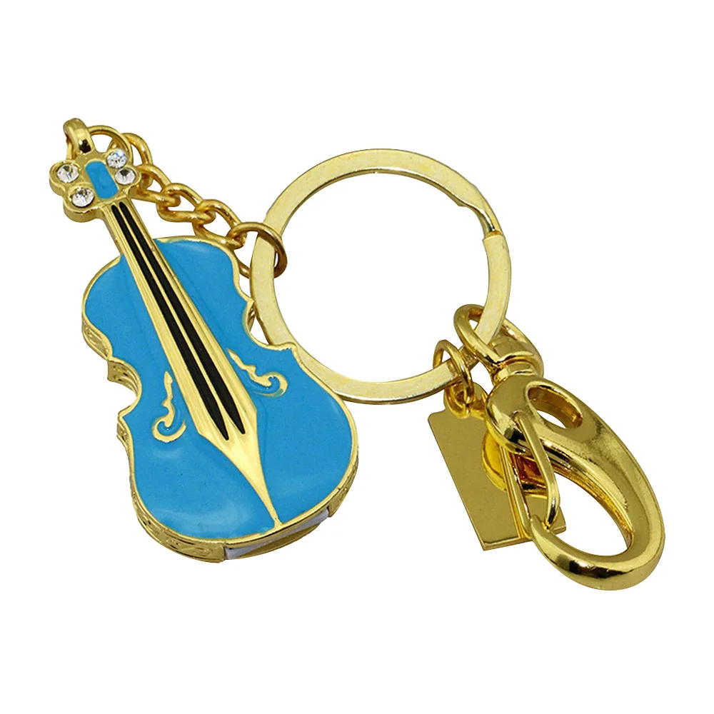 Флешка Металлическая Скрипка Violin Key R4 синый 64 Гб Золотой - фото 3