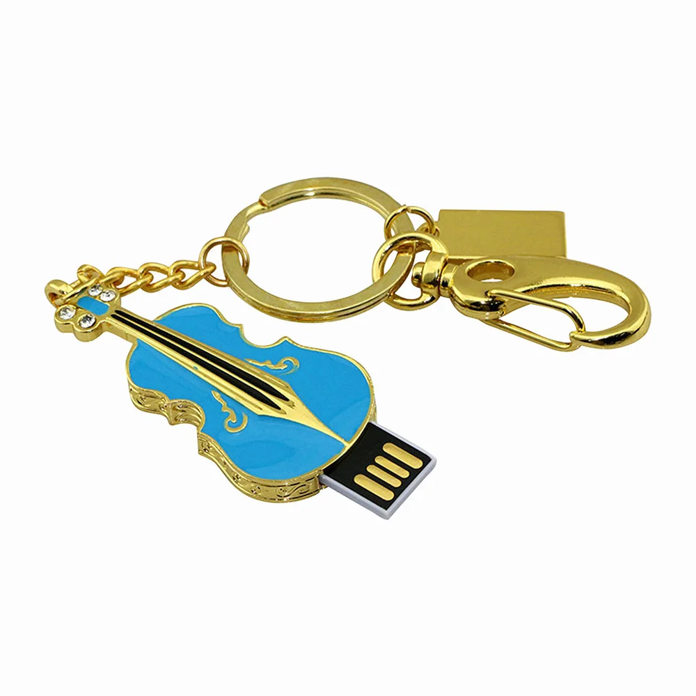 Флешка Металлическая Скрипка Violin Key R4 синый 256 Гб Золотой - фото 2