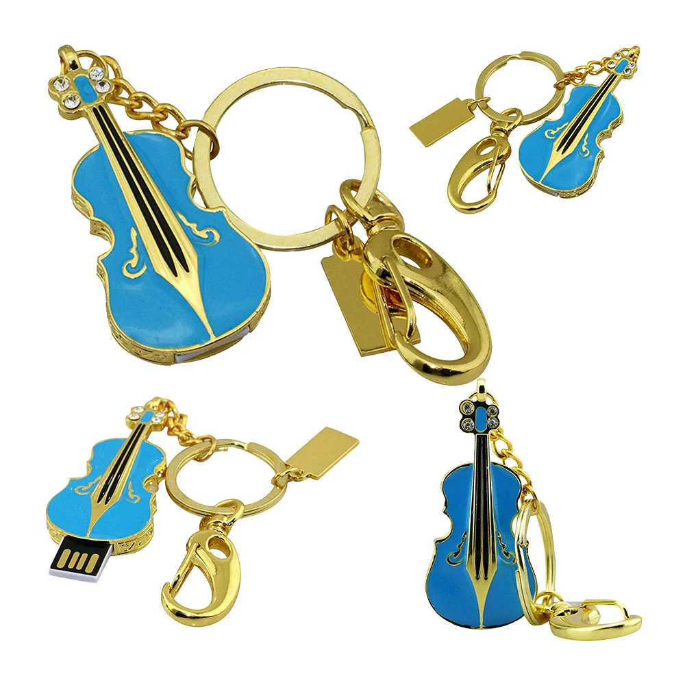 Флешка Металлическая Скрипка Violin Key R4 синый 256 Гб Золотой - фото 6