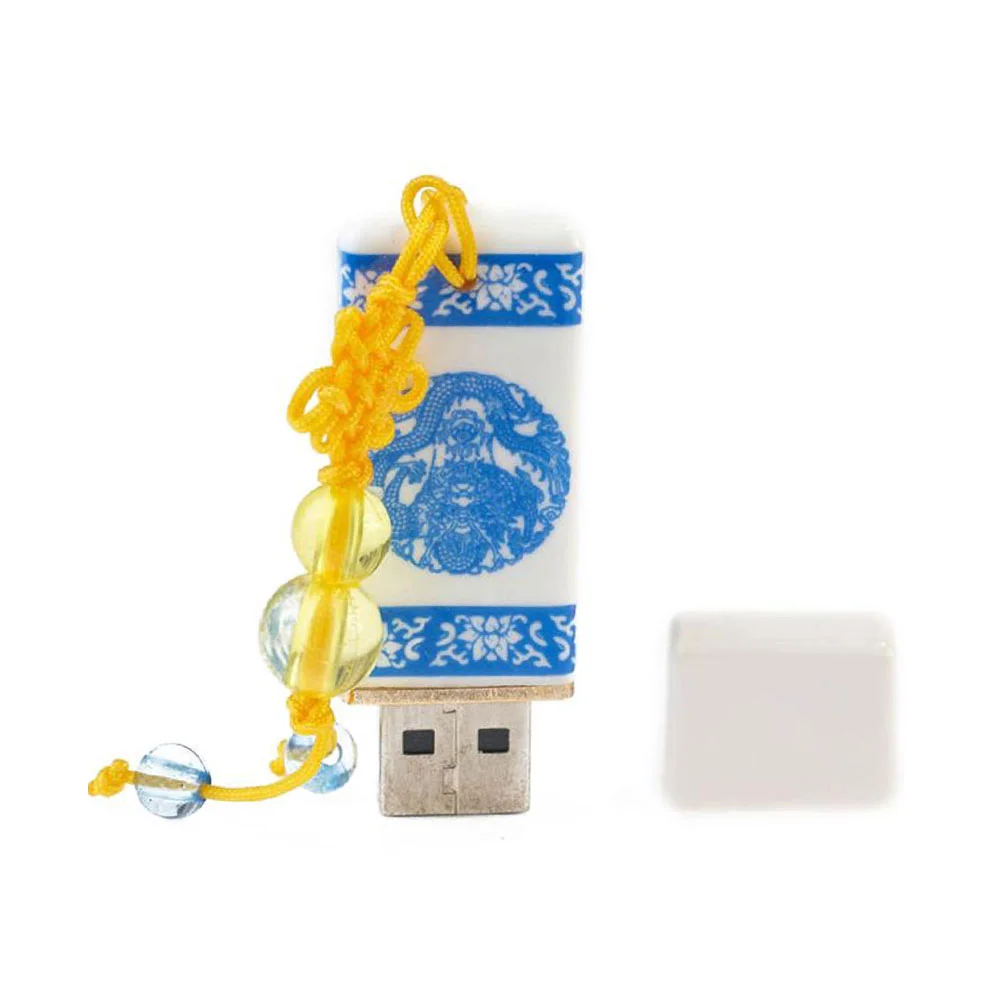 Флешка Фарфоровая Таксис Taxis Porcelain Z6 белый- синий 1 Гб - фото 4