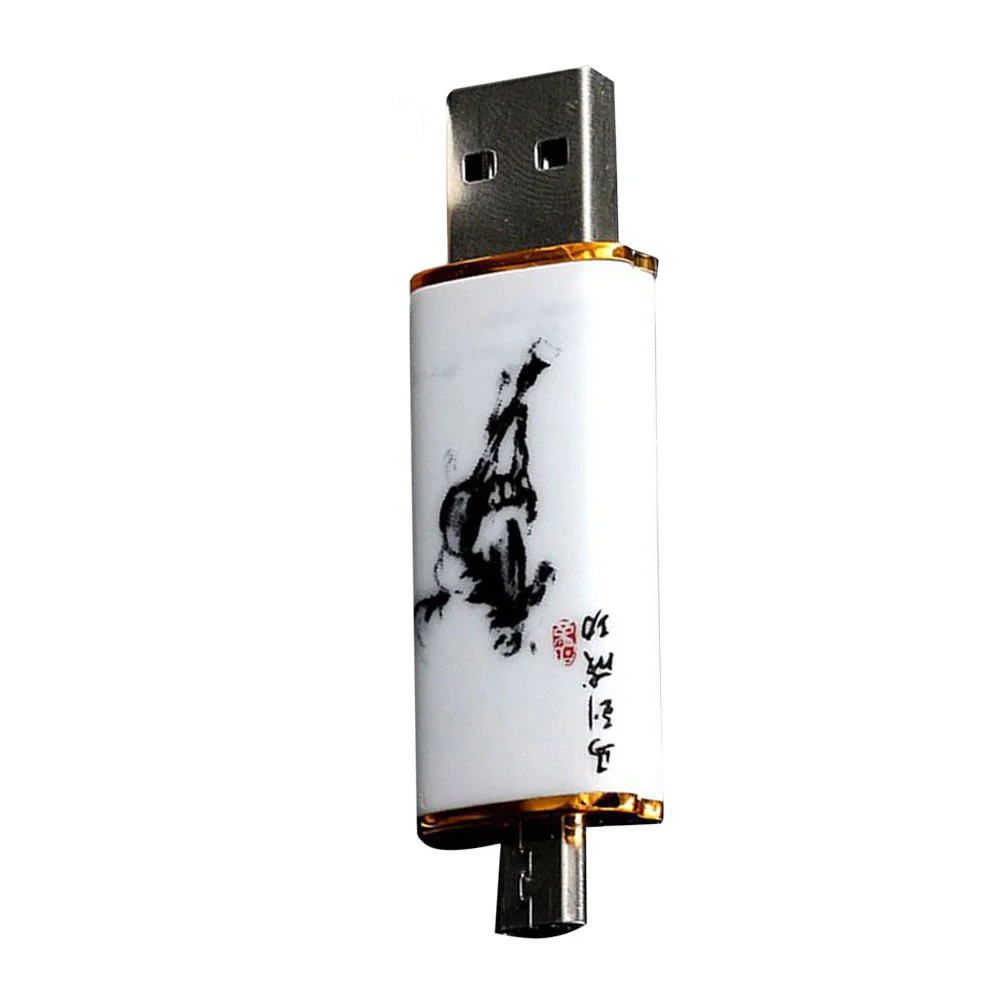 Флешка Фарфоровая Таксис Taxis Porcelain Z6 белый- черный 128 Гб OTG - фото 4