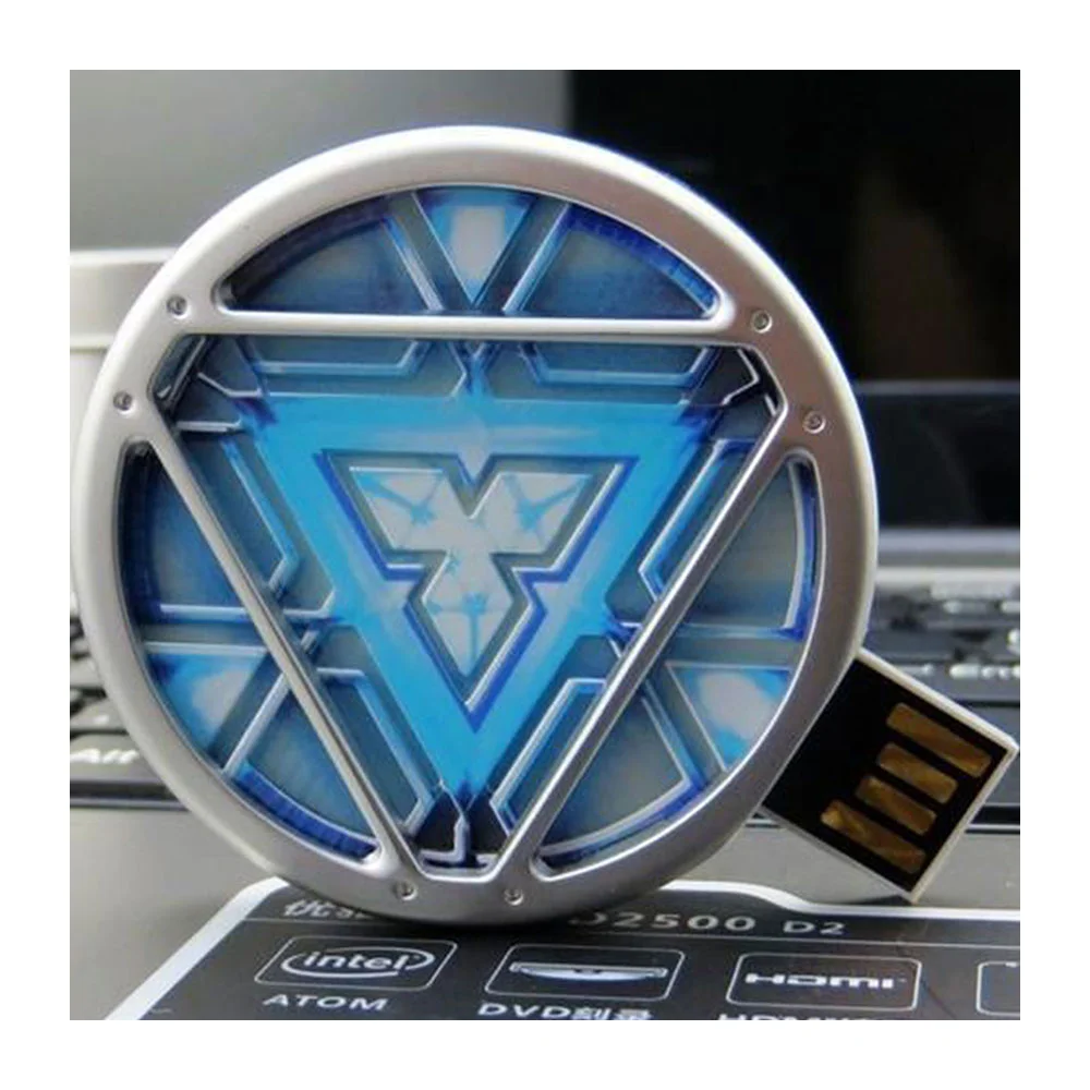 Флешка Металлическая Реактор Железного человека Arc Reactor Iron Man R9 серебряный 128 Гб Голубой - фото 7