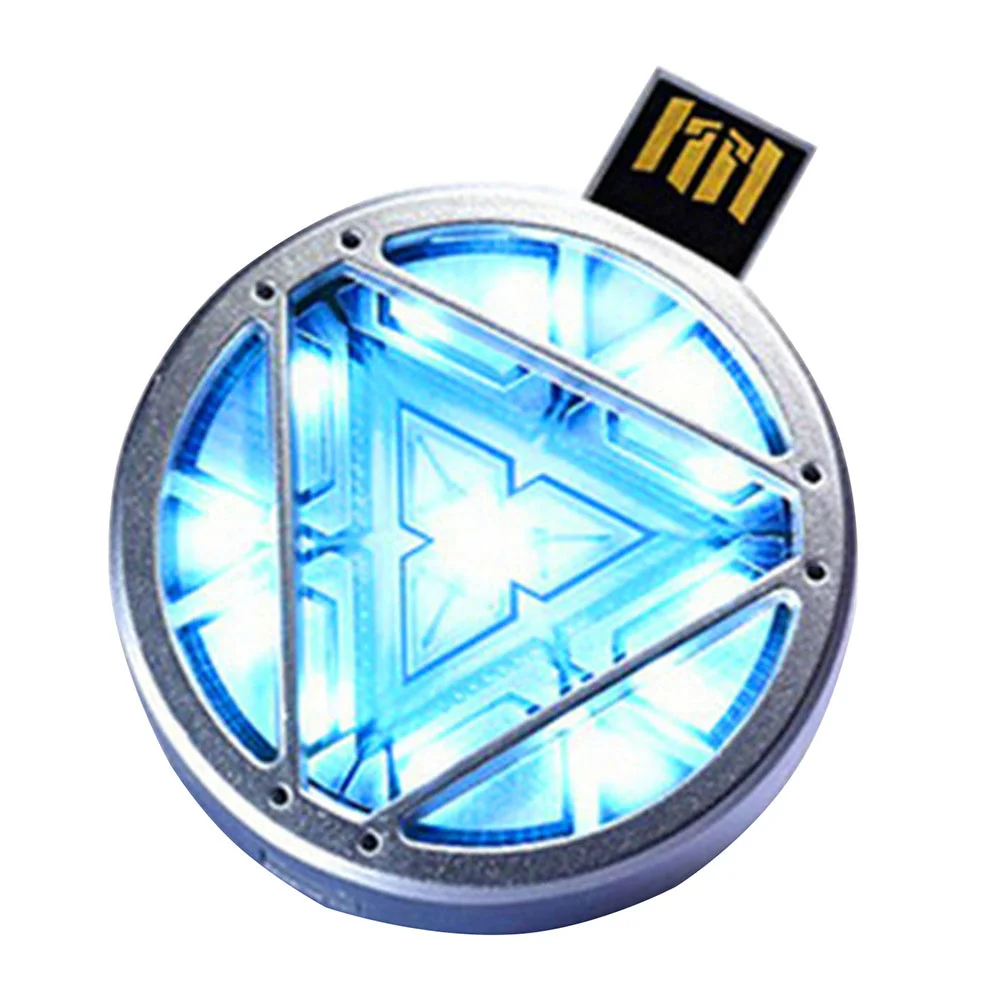 Флешка Металлическая Реактор Железного человека Arc Reactor Iron Man R9 серебряный 256 Гб Голубой - фото 6