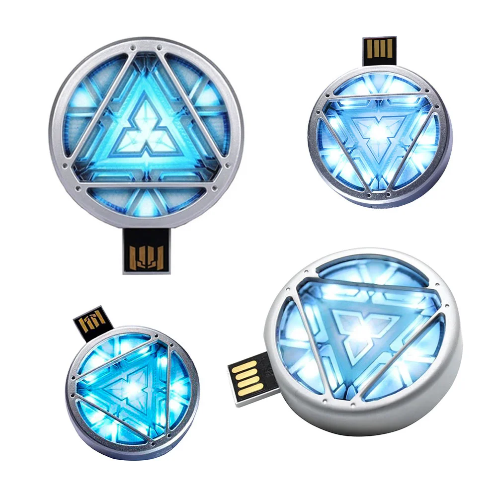 Флешка Металлическая Реактор Железного человека Arc Reactor Iron Man R9 серебряный 1 Гб Голубой - фото 10