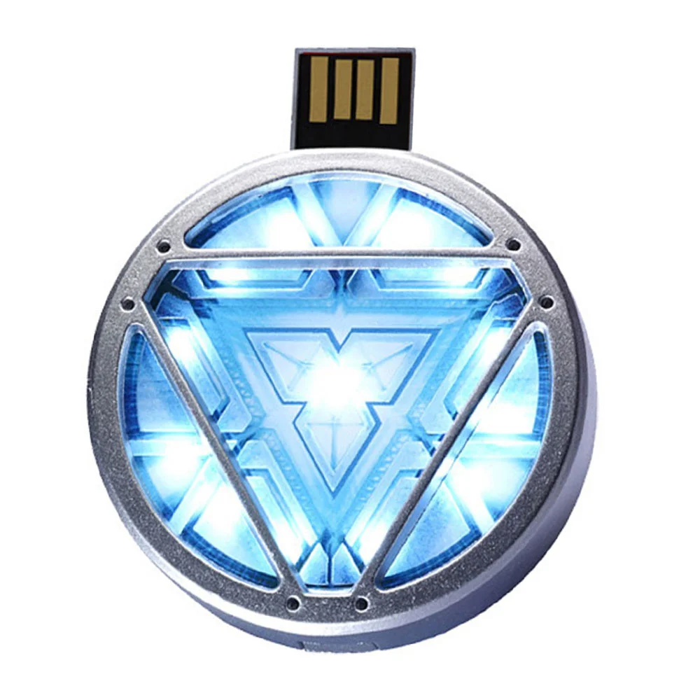 Флешка Металлическая Реактор Железного человека Arc Reactor Iron Man R9 серебряный 1 Гб Голубой - фото 2