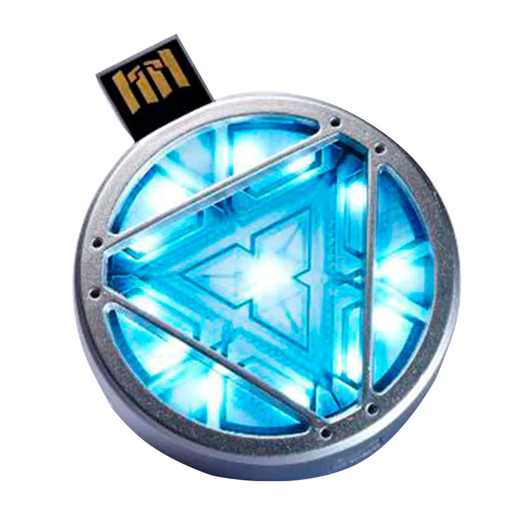 Флешка Металлическая Реактор Железного человека Arc Reactor Iron Man R9 серебряный 2 Гб Голубой - фото 3