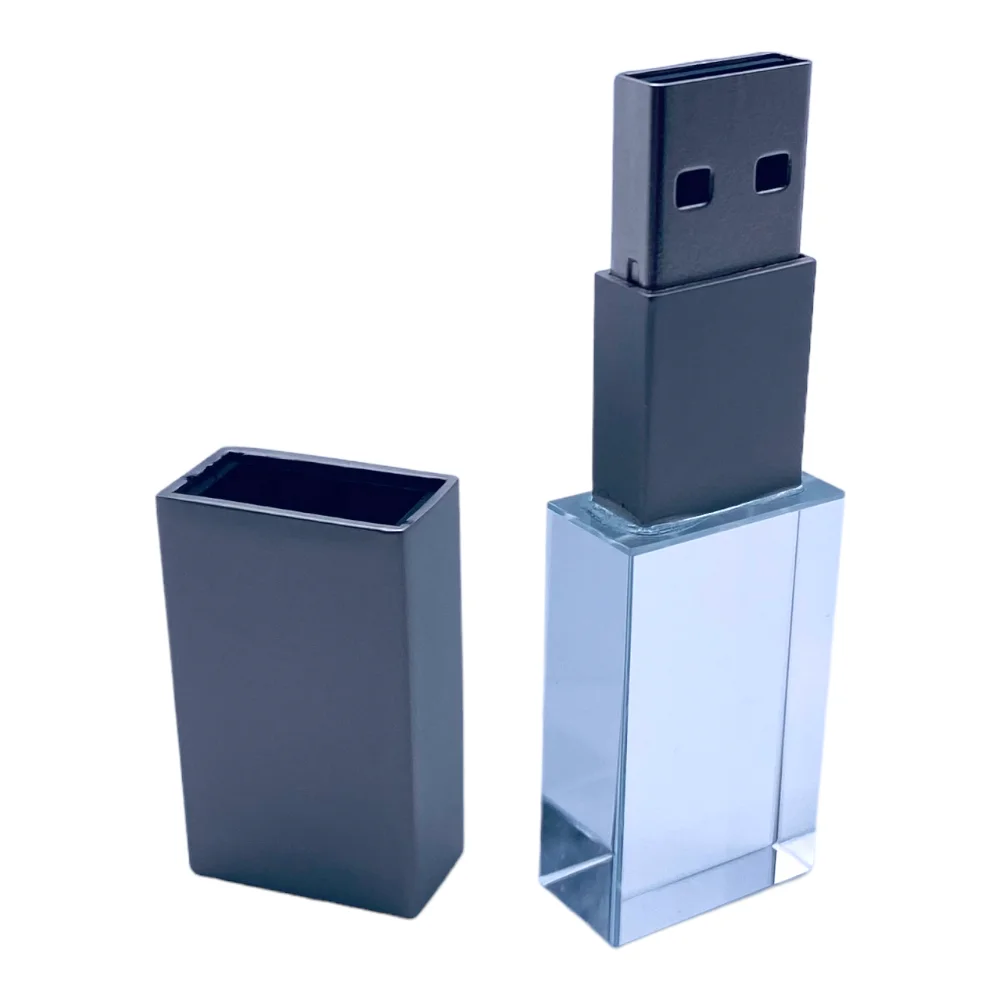 Флешка Стеклянная Кристалл "Crystal Glass Metal" W14 серебряный матовый 128 Гб, Прозрачный - фото 5