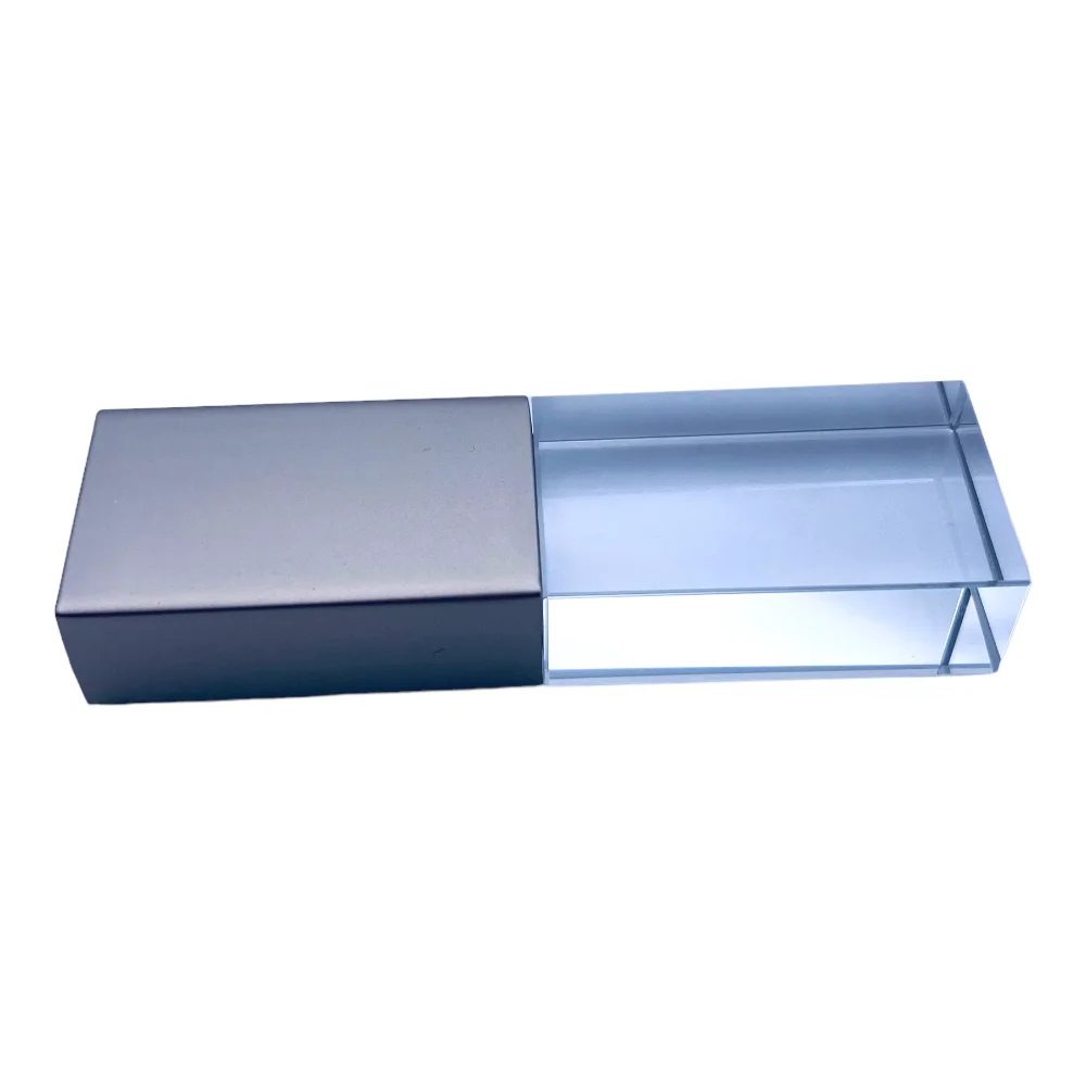 Флешка Стеклянная Кристалл Crystal Glass Metal W14 серебряный матовый 256 Гб Прозрачный - фото 2