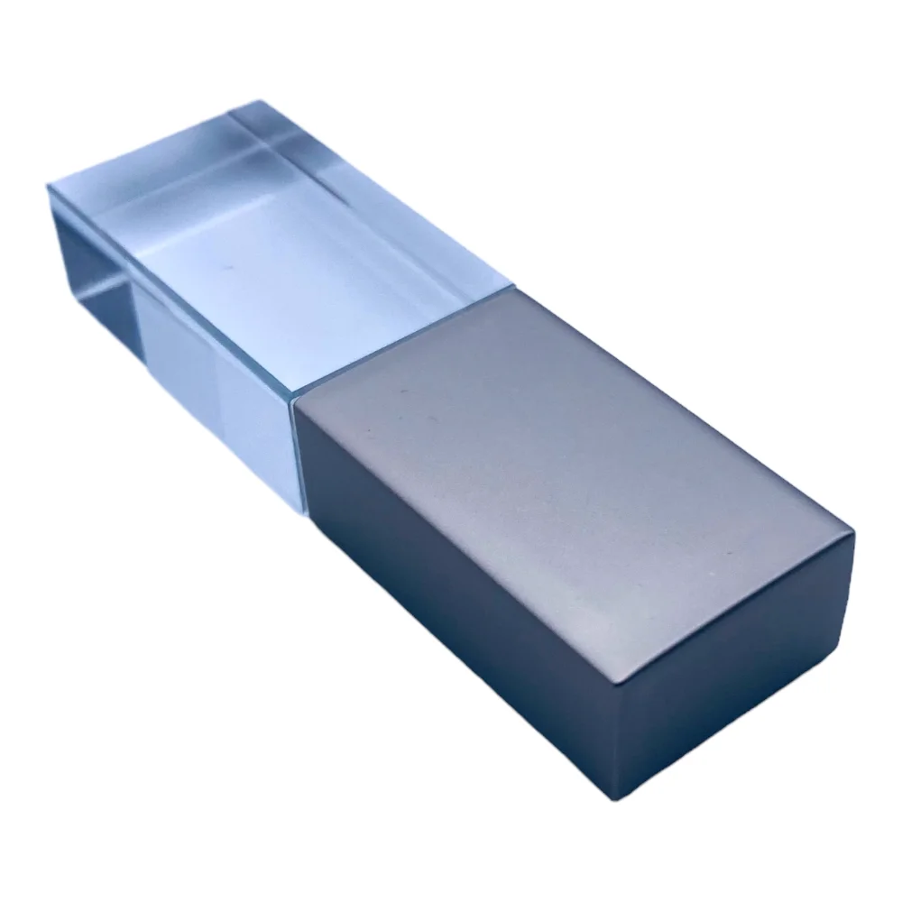 Флешка Стеклянная Кристалл \Crystal Glass Metal\ W14 серебряный матовый 512 Гб Прозрачный - фото 4