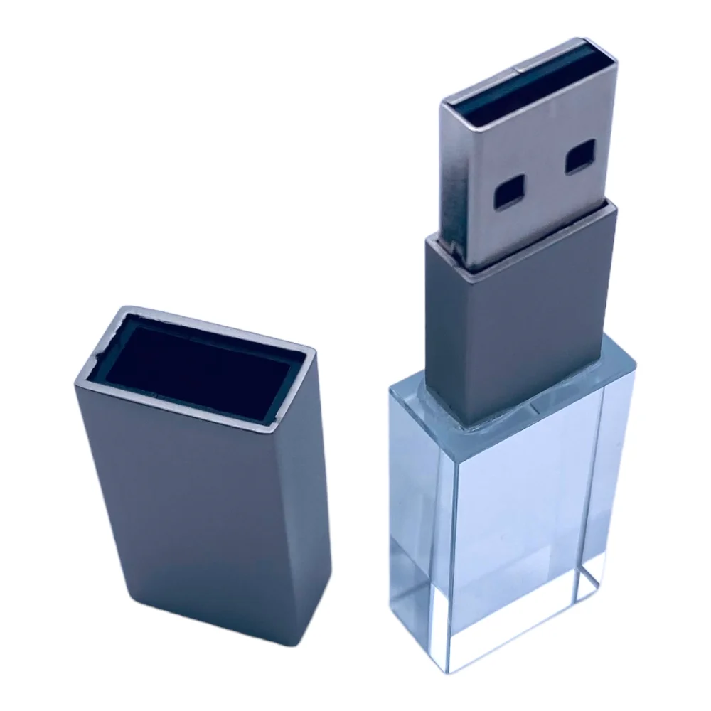 Флешка Стеклянная Кристалл \Crystal Glass Metal\ W14 серебряный матовый 512 Гб Прозрачный - фото 8