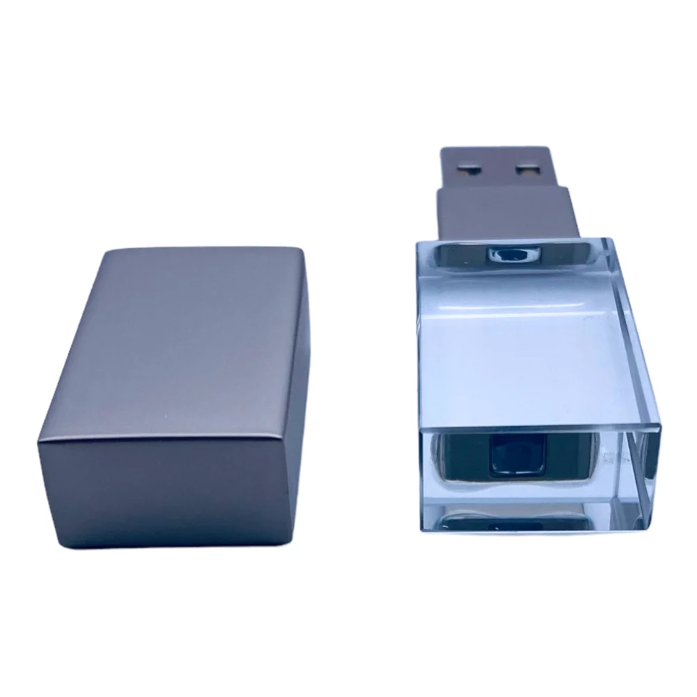 Флешка Стеклянная Кристалл \Crystal Glass Metal\ W14 серебряный матовый 512 Гб Прозрачный - фото 9