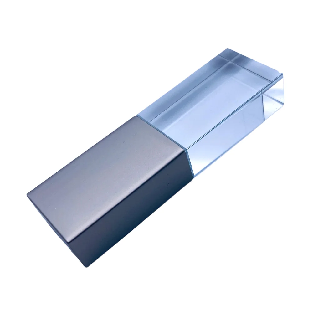 Флешка Стеклянная Кристалл Crystal Glass Metal W14 серебряный матовый 1 Гб Прозрачный