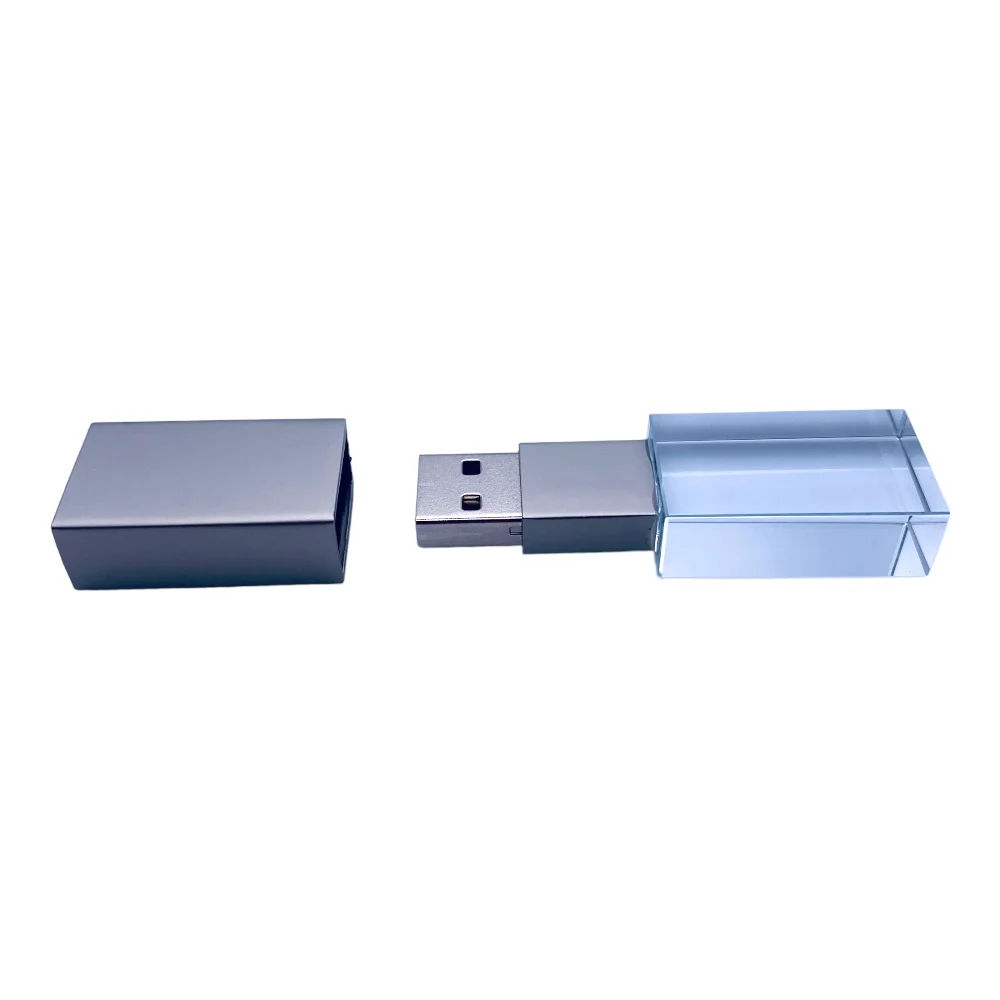 Флешка Стеклянная Кристалл Crystal Glass Metal W14 серебряный матовый 1 Гб Прозрачный - фото 10