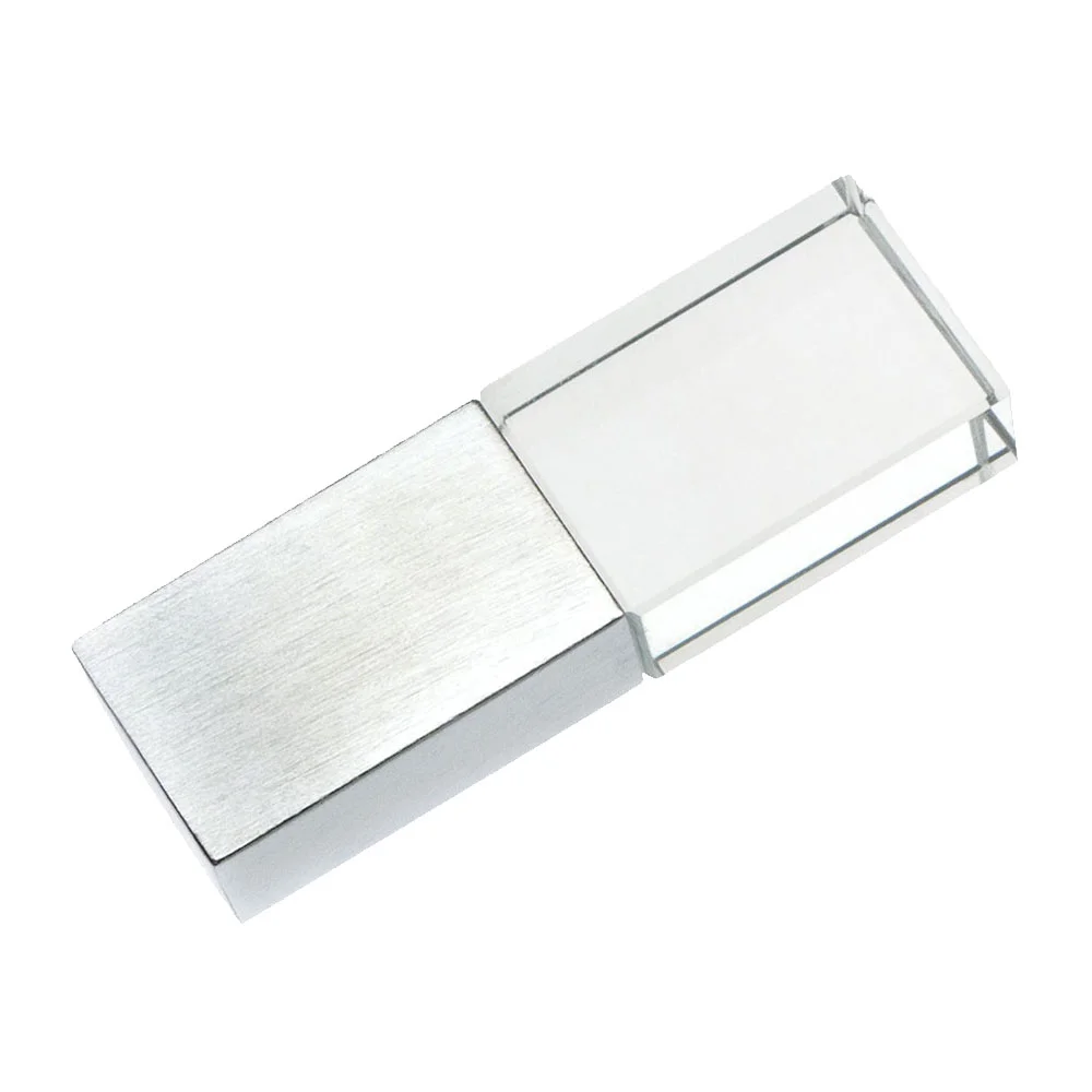 Флешка Стеклянная Кристалл Crystal Glass Metal W14 серебряный матовый 16 Гб Прозрачный - фото 1