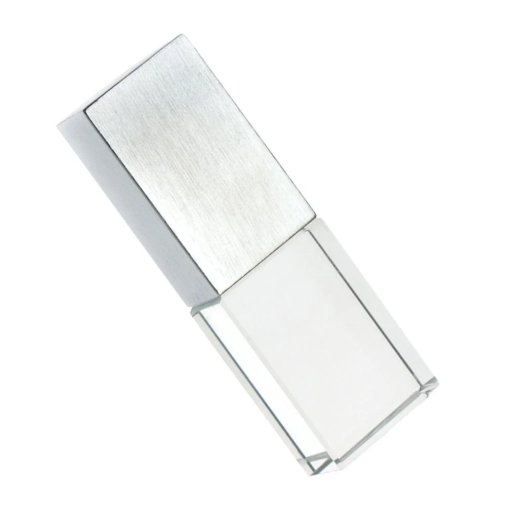 Флешка Стеклянная Кристалл Crystal Glass Metal W14 серебряный матовый 16 Гб Прозрачный - фото 6