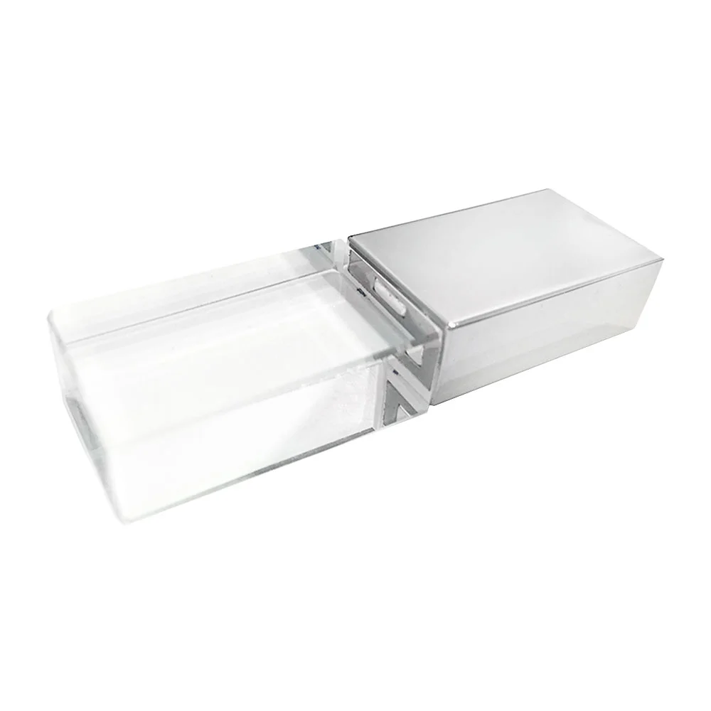 Флешка Стеклянная Кристалл Crystal Glass Metal W14 серебряный матовый 16 Гб Прозрачный - фото 8