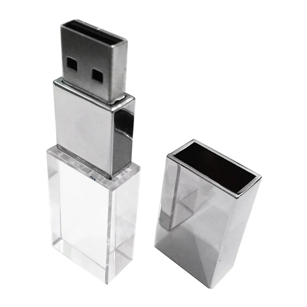 Флешка Стеклянная Кристалл \Crystal Glass Metal\ W14 серебряный глянец 128 Гб Прозрачный - фото 4